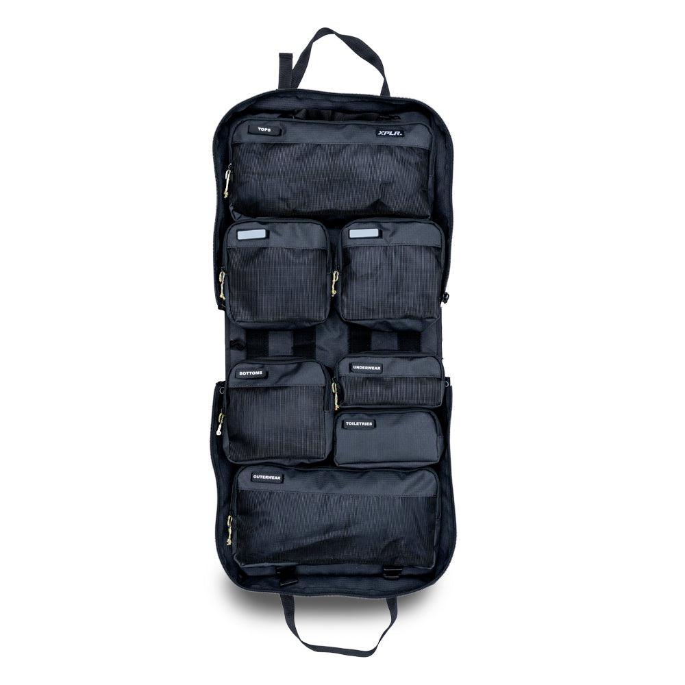 Black XPLR Duffel modular hanging travel bag with packing cubes