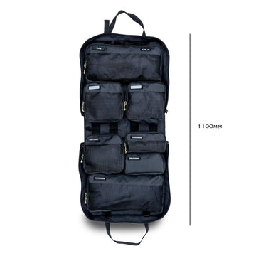 Black XPLR Duffel modular hanging travel bag with height dimension