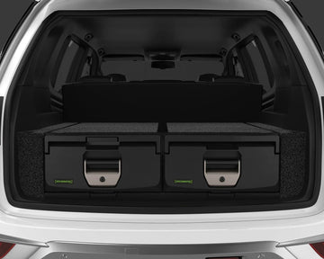Two IRONMAN 4x4 full height roller drawers fitted in the rear load area of an SUV