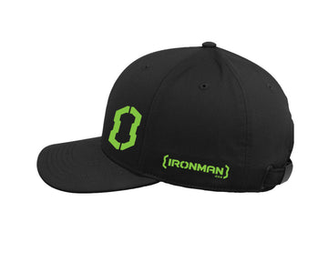 Black IRONMAN 4x4 Trail Cap with green logo, side view