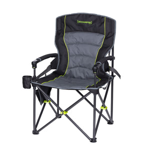 IRONMAN 4x4 King hard arm camp chair with padded seat and side table