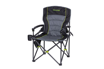 IRONMAN 4x4 King hard arm camp chair with padded seat and side table
