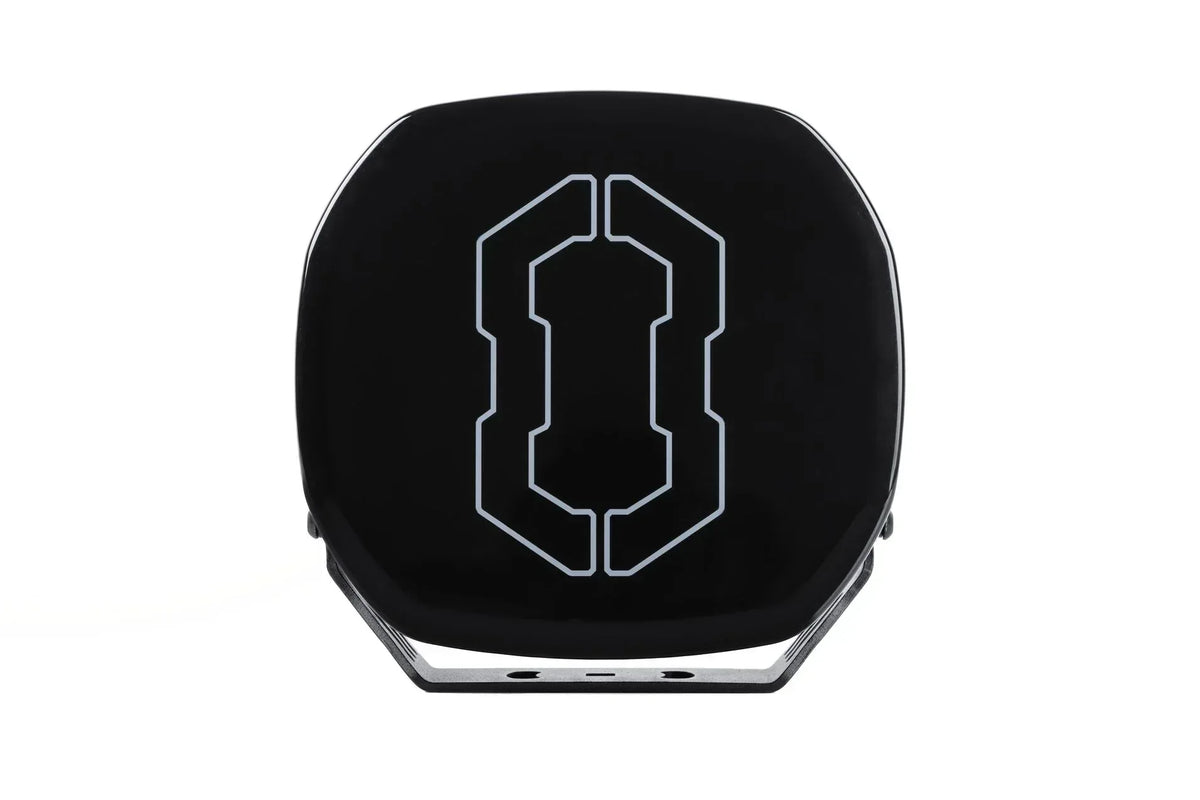 IRONMAN 4x4 Scope NEO 7 inch driving light with black cover fitted, front view