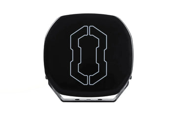 IRONMAN 4x4 Scope NEO 7 inch driving light with black cover fitted, front view
