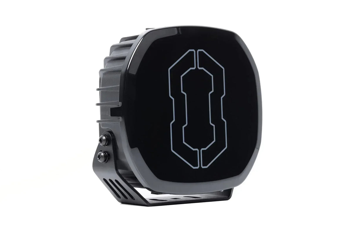 IRONMAN 4x4 Scope NEO 7 inch driving light with black cover, angled view