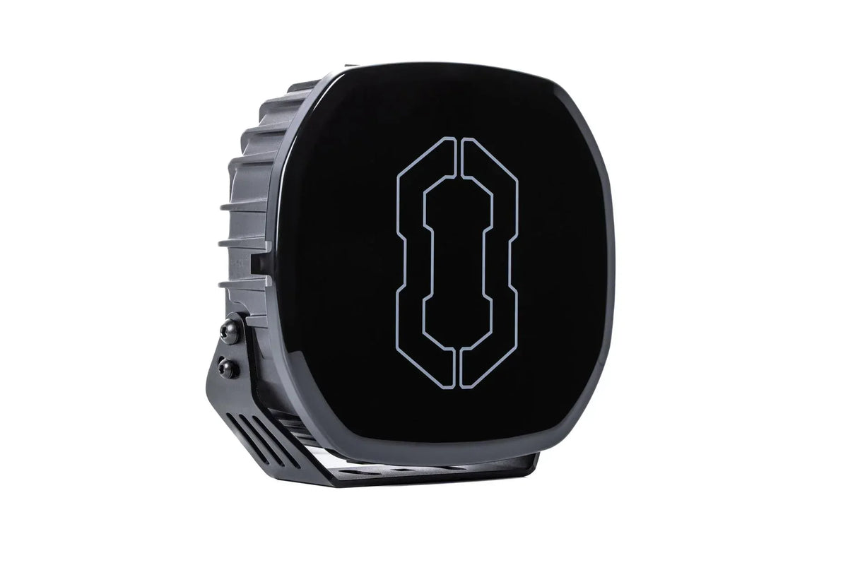 IRONMAN 4x4 Scope NEO 9 inch driving light with black cover, angled view