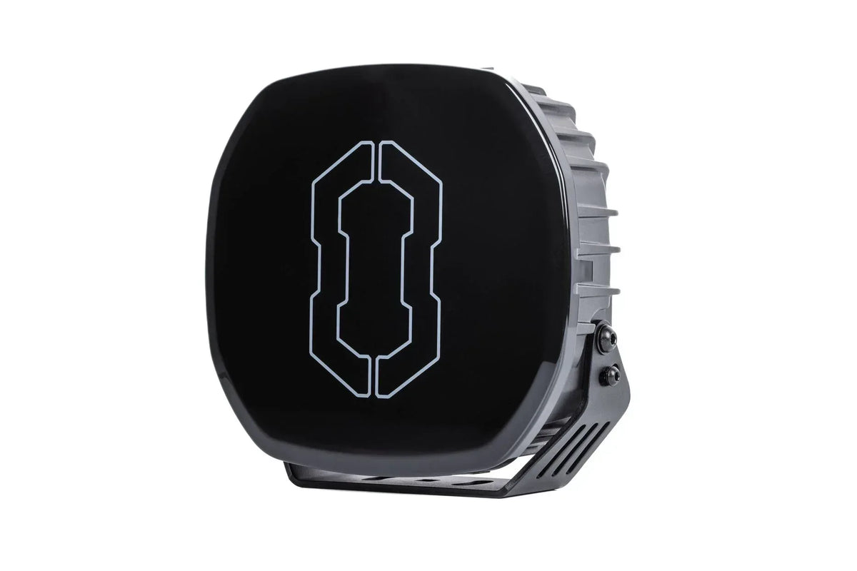 IRONMAN 4x4 Scope NEO 9 inch driving light with black cover fitted, front view