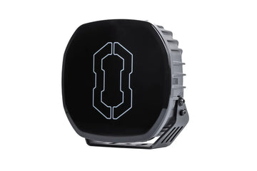 IRONMAN 4x4 Scope NEO 9 inch driving light with black cover fitted, front view