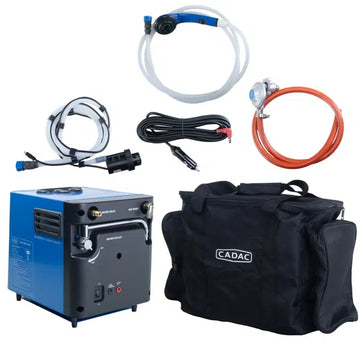 CADAC Maxx Celcius portable gas water heater with hoses, shower head and carry bag